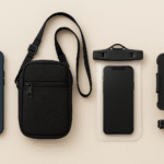 Accessoires pour protéger son smartphone en été : coque, pochette étanche, sac bandoulière et support vélo