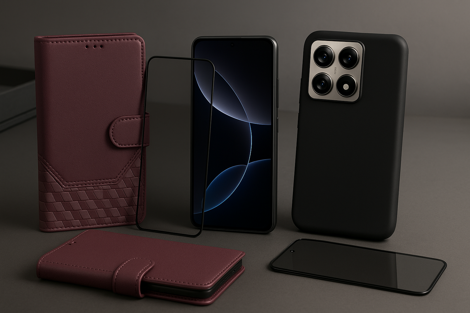 Coque Xiaomi 15T Pro avec verre trempé et étui cuir, protection complète et accessoires premium pour smartphone.