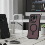 Deux coques de protection pour Oppo Find X9 Pro 5G sur un bureau pour illustrer un comparatif d’accessoires adaptés
