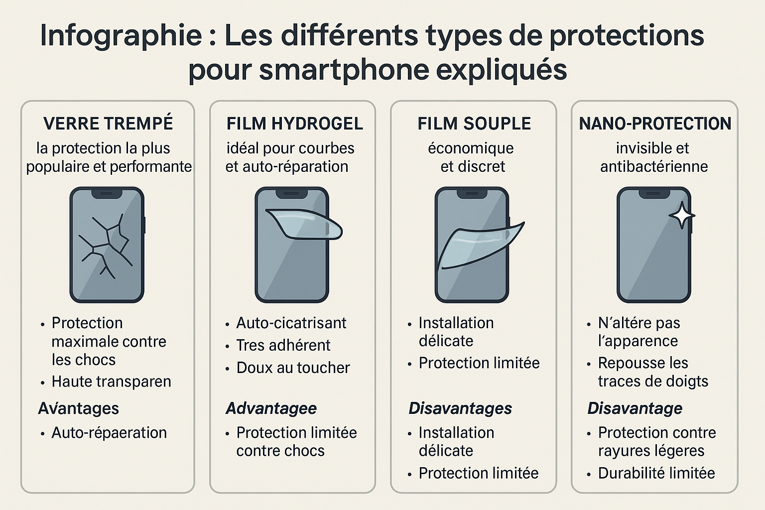 Infographie : Les différents types de protections pour smartphone expliqués