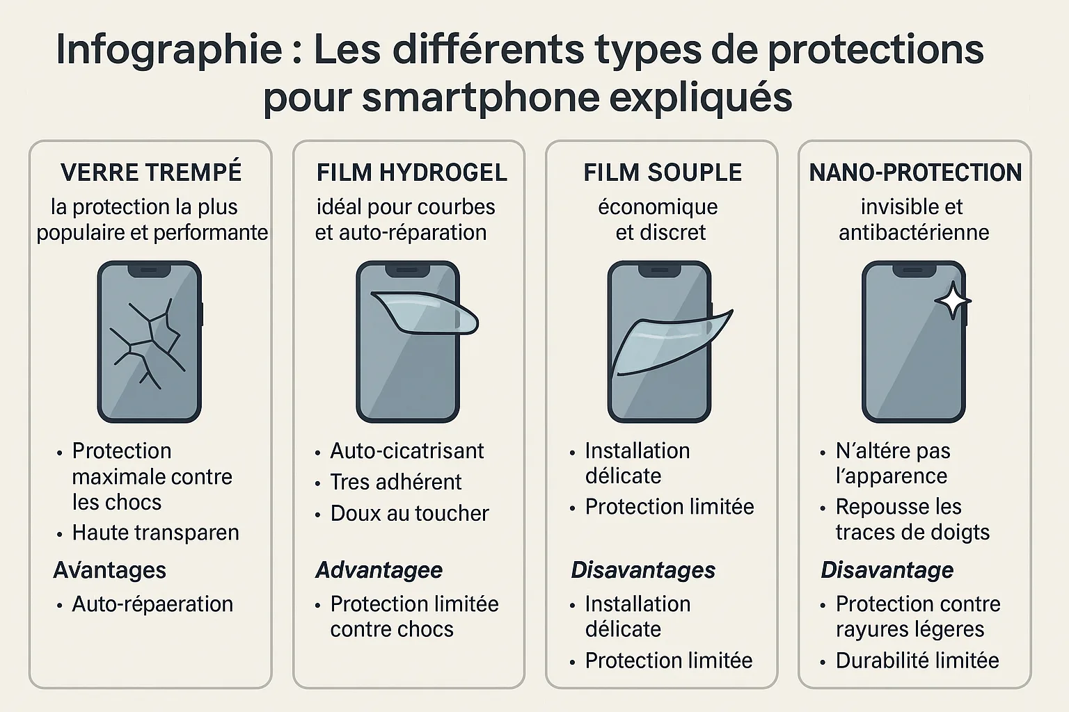 Infographie : Les différents types de protections pour smartphone expliqués
