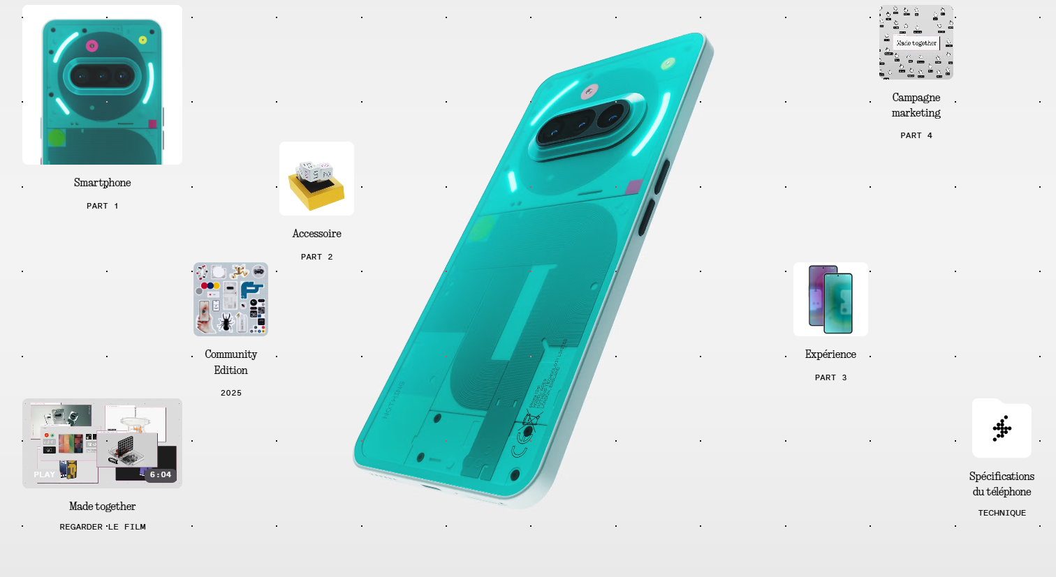 Nothing Phone (3a) Community Edition turquoise avec design transparent rétro