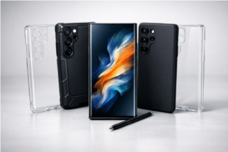 Samsung Galaxy S25 Ultra avec coques de protection (transparente, silicone, hybride) et S Pen