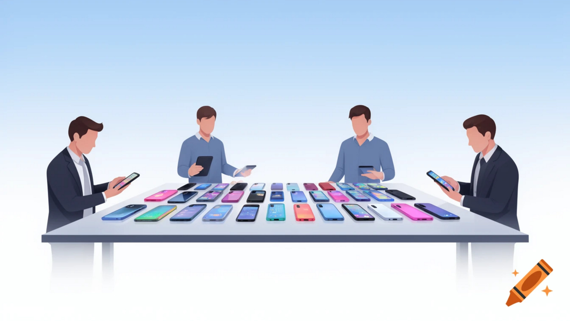 Illustration de l'équipe Casewear sélectionnant des coques et accessoires pour smartphones