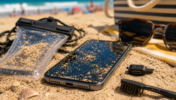 Sable et smartphone : le vrai danger de la plage (écran, port USB-C, haut-parleurs)